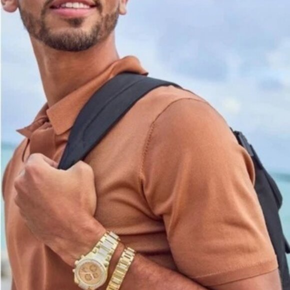 Citizen Men's Crystal Chronograph Solar Eco-Drive Gold Watch 42 MM FB3002-61E - Picture 2 of 5